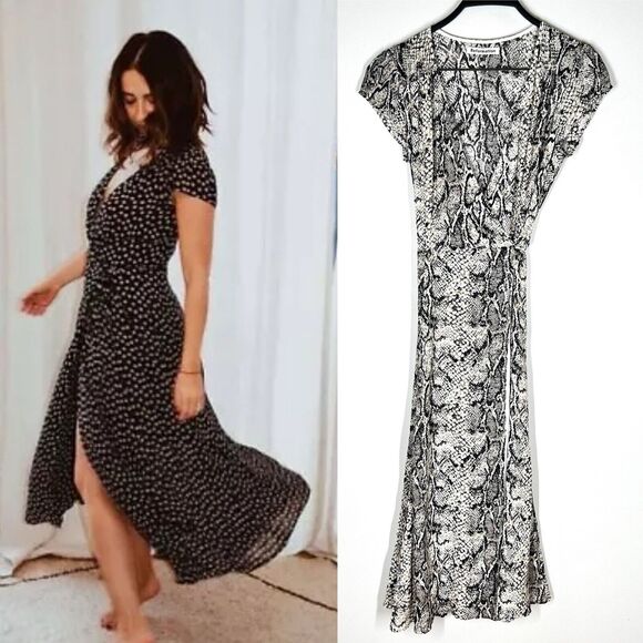 Reformation Dresses & Skirts - NEW Reformation Sz XS Carina Snake Print Wrap Midi Dress